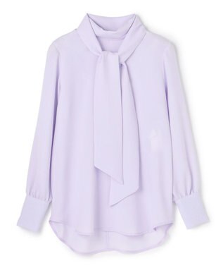 BEIGE， 【洗える】STOW / パフスリーブボウタイブラウス Lilac