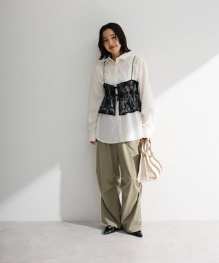 Green Parks ＳＥＴ２点シャツ＋レースビスチェ White