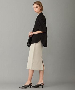 ICB L 【接触冷感・UVケア・洗える】 レーヨンコンパクトローン ボウタイシャツ ブラック系