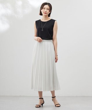 J.PRESS LADIES 【洗える】シアータフタ プリーツ スカート ライトグレー系