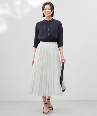 J.PRESS LADIES S 【洗える】シアータフタ プリーツ スカート ライトグレー系