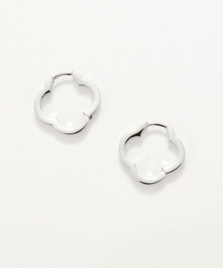 Phoebe 【金属アレルギー対応】フラワーワンタッチフープピアス　シルバー/サージカルステンレス シルバー