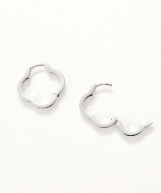 Phoebe 【金属アレルギー対応】フラワーワンタッチフープピアス　シルバー/サージカルステンレス シルバー