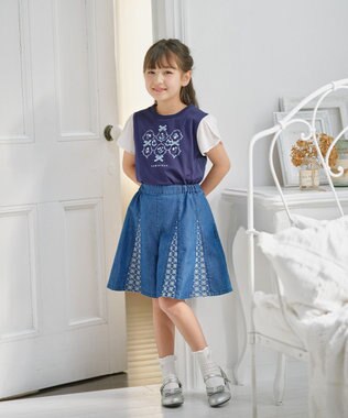 組曲 KIDS 【110-140㎝】スズランプリント Tシャツ ネイビー