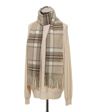 MOONBAT WEB限定【洗える】ミエル (miel) カシミヤ100％ チェックマフラー ベージュ