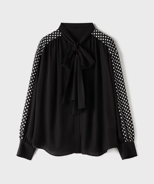 GRACE CONTINENTAL ドットコンビブラウス ブラック