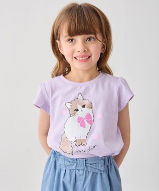 ANY KIDS 【水で色が変わる】接触冷感 しろくま ミラクルプリント Tシャツ ラベンダー