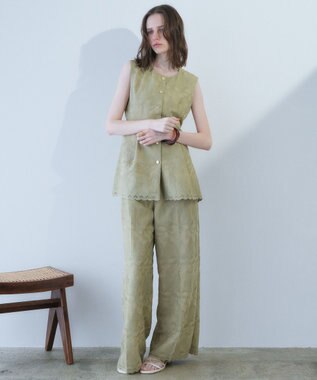 YECCA VECCA 刺繍ペプラムジレ Beige