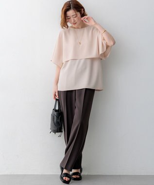 23区 S 【新色追加】ストレッチジョーゼット  ケープデザイン カットソー ピンク系