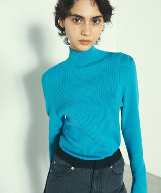 GRACE CONTINENTAL ビジューリブニットトップ ブルー