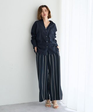 YECCA VECCA アートプリントスリットワイドパンツ Stripe