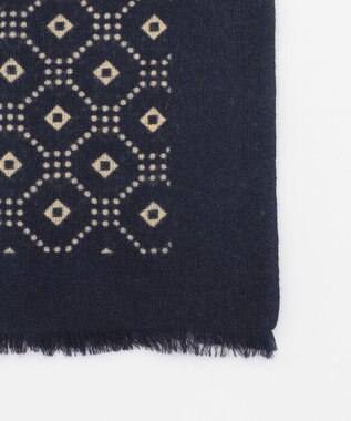 JOSEPH ABBOUD 【イタリア製/CAMERUCCI ARCHIVIO】ジオメトリッククレスト ストール ネイビー系5