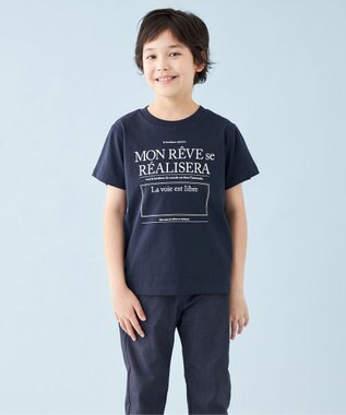 UNFILO 【110-150cm】CLEAN Tee(UNISEX) ネイビー[ライトイエローロゴ1]