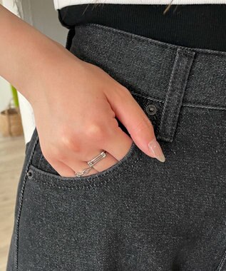 WEGO 【MLサイズ展開】ハートサイドラインストレートパンツ ブラック