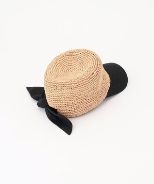 GRACE CONTINENTAL リボンストローキャップ ブラック