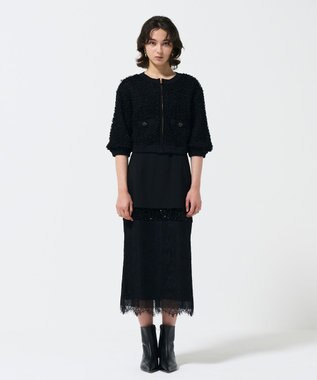 GRACE CONTINENTAL チュールフリルニットブルゾン ブラック