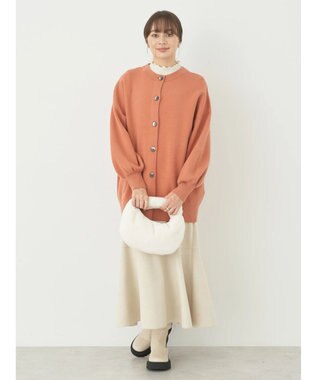 earth music&ecology やわらかタッチミドル丈カーディガン Orange