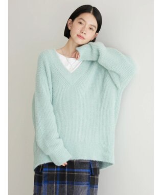 AMERICAN HOLIC モールヤーン片畦Ｖネックニットプルオーバー Mint