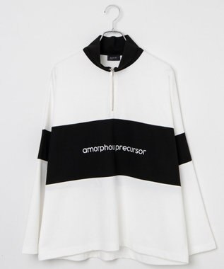 WEGO ドルマンポンチハーフジップロンT ホワイト