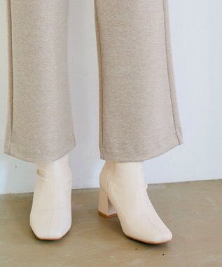 Tiaclasse L ミニチェッカー裏起毛・ストレートパンツ ベージュ