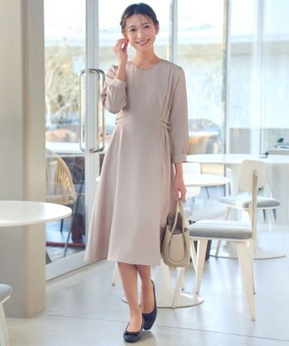 Tiaclasse L サイドベルトデザインワンピース グレージュ