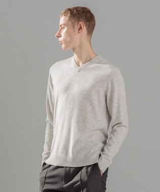 JOSEPH HOMME ピュアカシミヤ　Vネックニット ライトグレー系