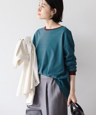 AMERICAN HOLIC ドロップショルダーカットプルオーバー Border Blue