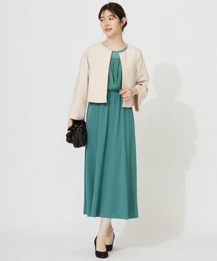 ANY SIS 【洗える】セレモニークロップド ジャケット ベージュ