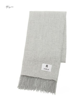 MOONBAT 【日本製】FURLA アルパカ混ヘリンボーンマフラー／幅50cm グレー