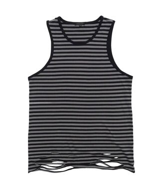 WEGO ダメージタンクトップ グレーボーダー
