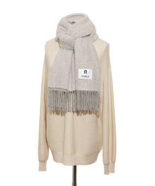 MOONBAT 【日本製】FURLA アルパカ混ヘリンボーンマフラー／幅50cm グレー