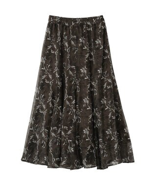 YECCA VECCA ボタニカル柄シアーロングスカート Charcoal Gray