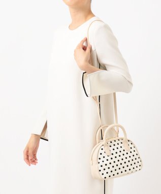 UNBILLION perche 牛革ハラコタイプ×ゴートハーフムーン2wayボストン アイボリー