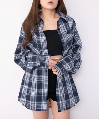 WEGO 2WAYオフショルシャツ ネイビー