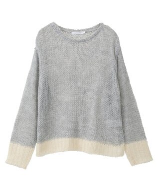AMERICAN HOLIC モヘアライク配色ニットプルオーバー Gray