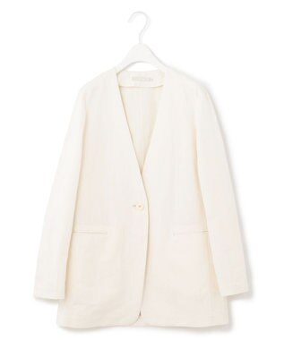 ICB 【吸水速乾機能付き】ペーパーコットンリネンツイル　ノーカラージャケット エクリュ系