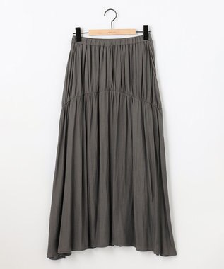 SHARE PARK LADIES 【洗える】ポリエステルシャンブレースカート チャコール