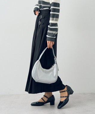 earth music&ecology サイドバックルプリーツスカート Black