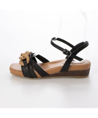 ing <ing>チェーンモチーフアンクルストラップサンダル ブラック