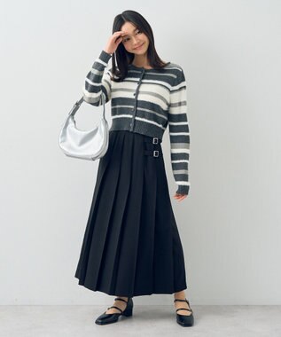 earth music&ecology サイドバックルプリーツスカート Black