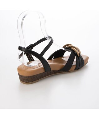 ing <ing>チェーンモチーフアンクルストラップサンダル ブラック