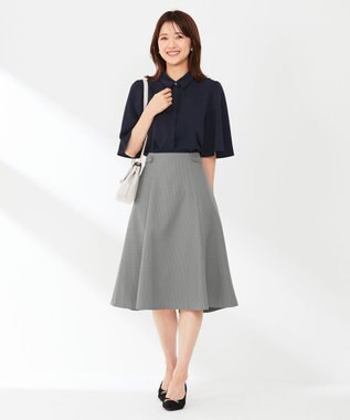 ANY SIS 【洗える】トロミシャツカラー ブラウス ネイビー