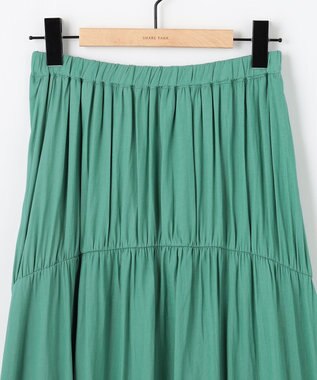 SHARE PARK LADIES 【洗える】ポリエステルシャンブレースカート グリーン
