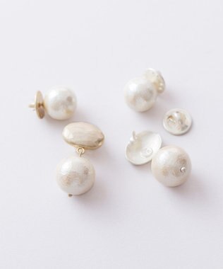 Pisceans オーバルカボション&コットンパール2setブローチ マットゴールド