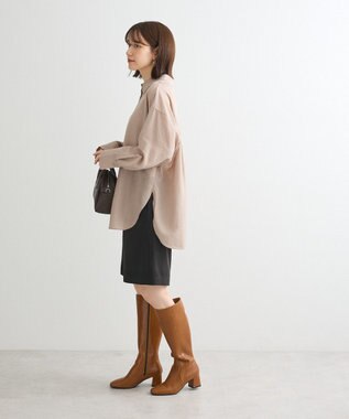 Green Parks ””とろっ””とシルキーシャツ Gray Beige