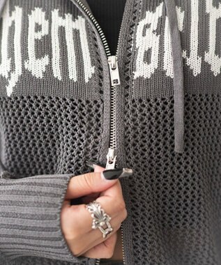 WEGO ジャガードメッシュパーカー ダークグレー