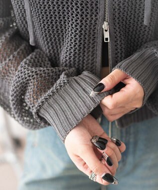 WEGO ジャガードメッシュパーカー ダークグレー