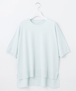 自由区 L 【接触冷感・UVカット・WEB限定カラーあり】クレープストレッチプルオーバー ニット サックス