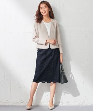 ANY SIS 【洗える】ノーカラーライト ジャケット ライトベージュ