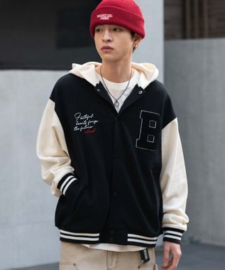 WEGO 【ユニセックス着用ITEM】スウェットフードスタジャン ブラック